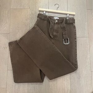 Zara Chocolate Brown Wide Leg Jeans with Belt